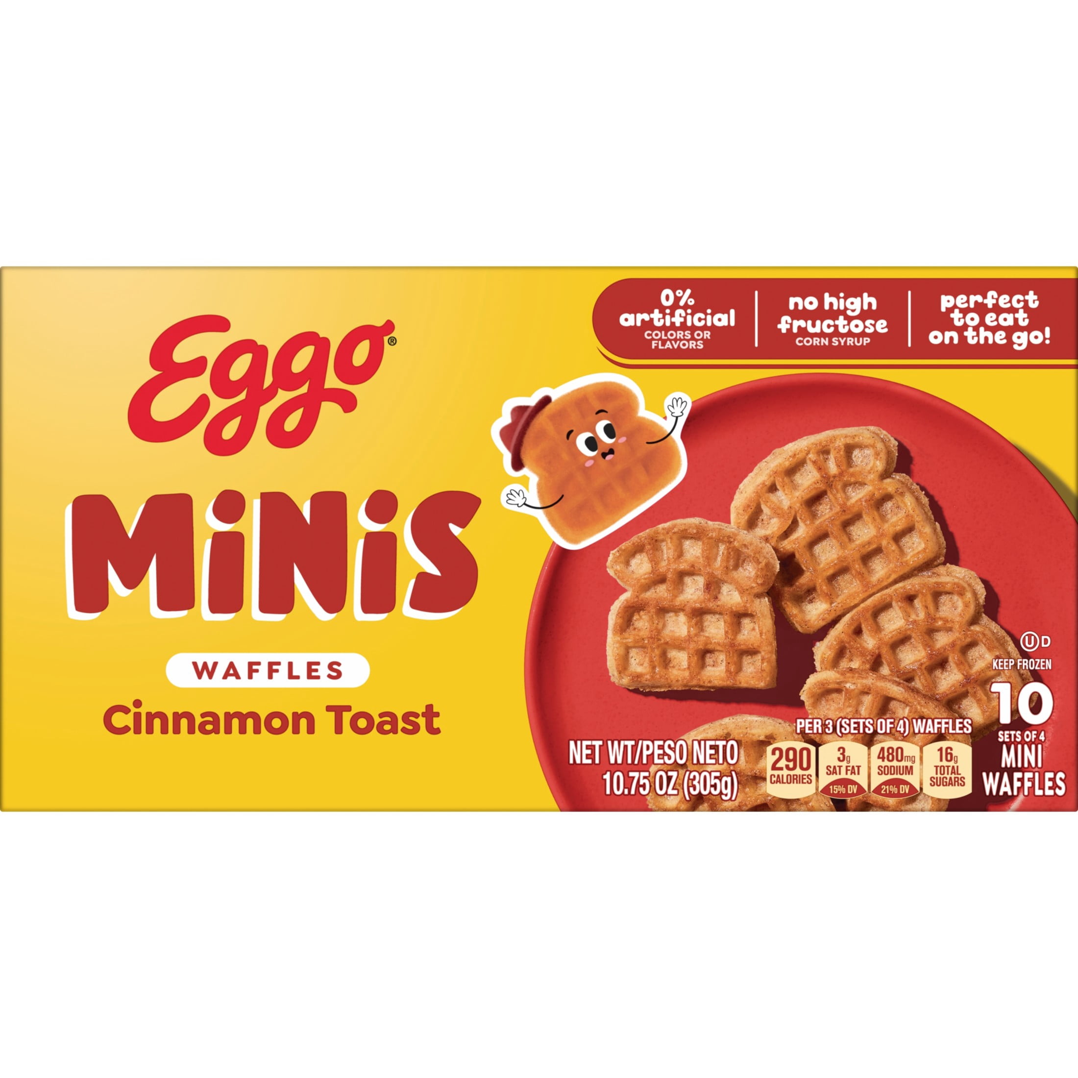 Eggo Minis Cinnamon Toast Waffles, Breakfast Food, 10.75 oz, 10 Count (Frozen), Regular