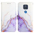 thumbnail image 2 of Allytech Moto G Power 2021 Case Wallet, Stylish Marble Folding Kickstand Full Body Protection Shockproof Cards Pocket Wrist Strap Wallet Cover for Motorola Moto G Power 2021 - White Purple, 2 of 7