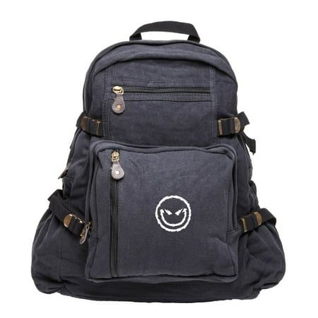 Evil Smiley Face Army Sport Heavyweight Canvas Backpack
