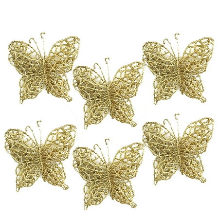 Christmas Sale Deals Iuhan 6Pcs Christmas Tree Ornaments Christmas Simulation Butterfly Xmas Ornament Red / Gold ()