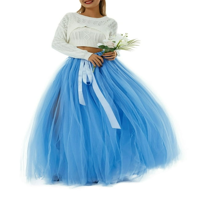 EIMELI Femmes Jupe Bulle Tulle Surjupe Réglable Cravate Taille pour la Photographie de Fête de Mariage