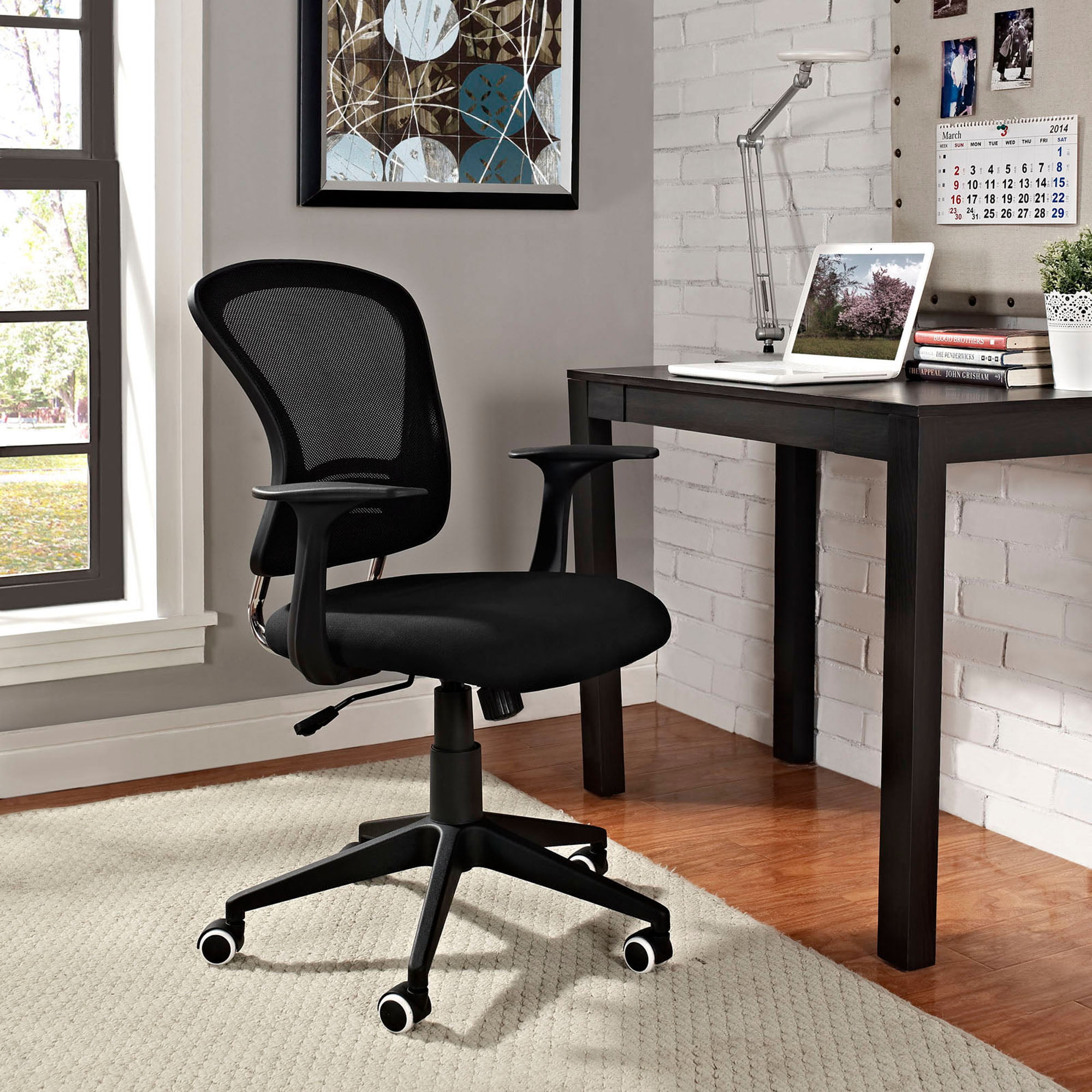 Modway Poise Mesh Back Office Chair with Mesh Padded Seat in Black