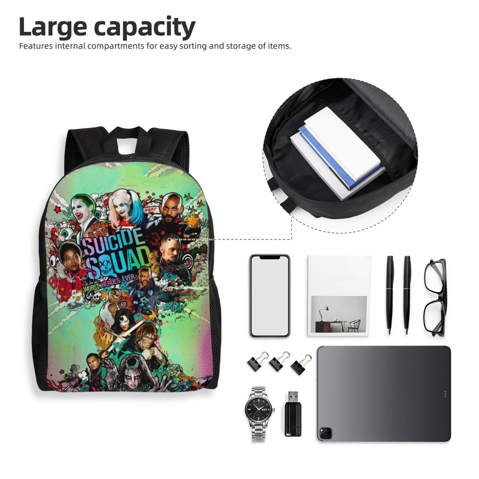 Suicide Harley Quinn Squad Backpack Lightweight Unisex Basic  display picture 1