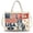 American Flag, variant on Leopard Print Print PVC Tote Bag for Women Clear Lightweight Shoulder Handbag with Zipper Closure Shopper Weekender for Daily Commute and Summer Vacation
