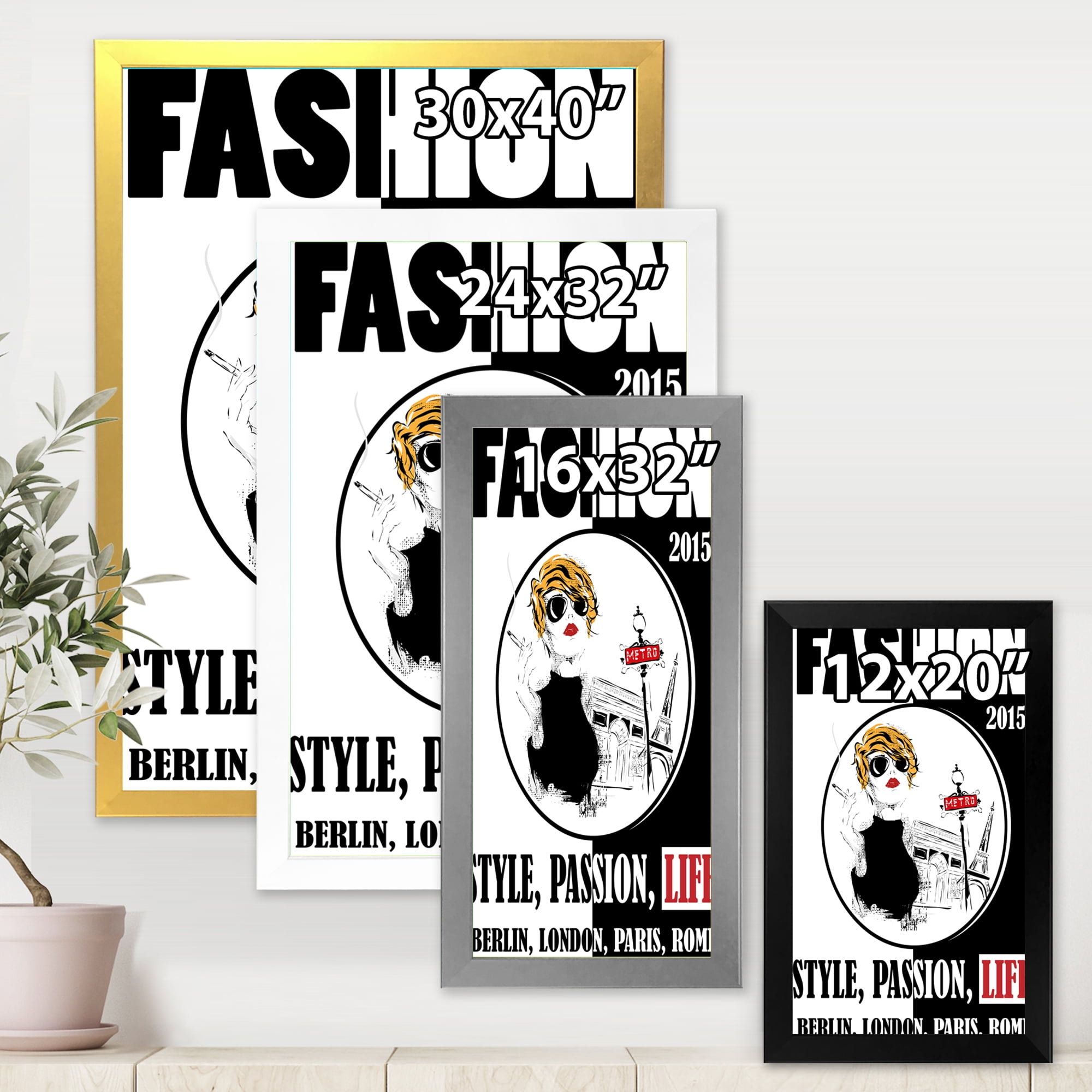 Designart 'Style Passion Life Fashion Woman I' Vintage Framed Art Print