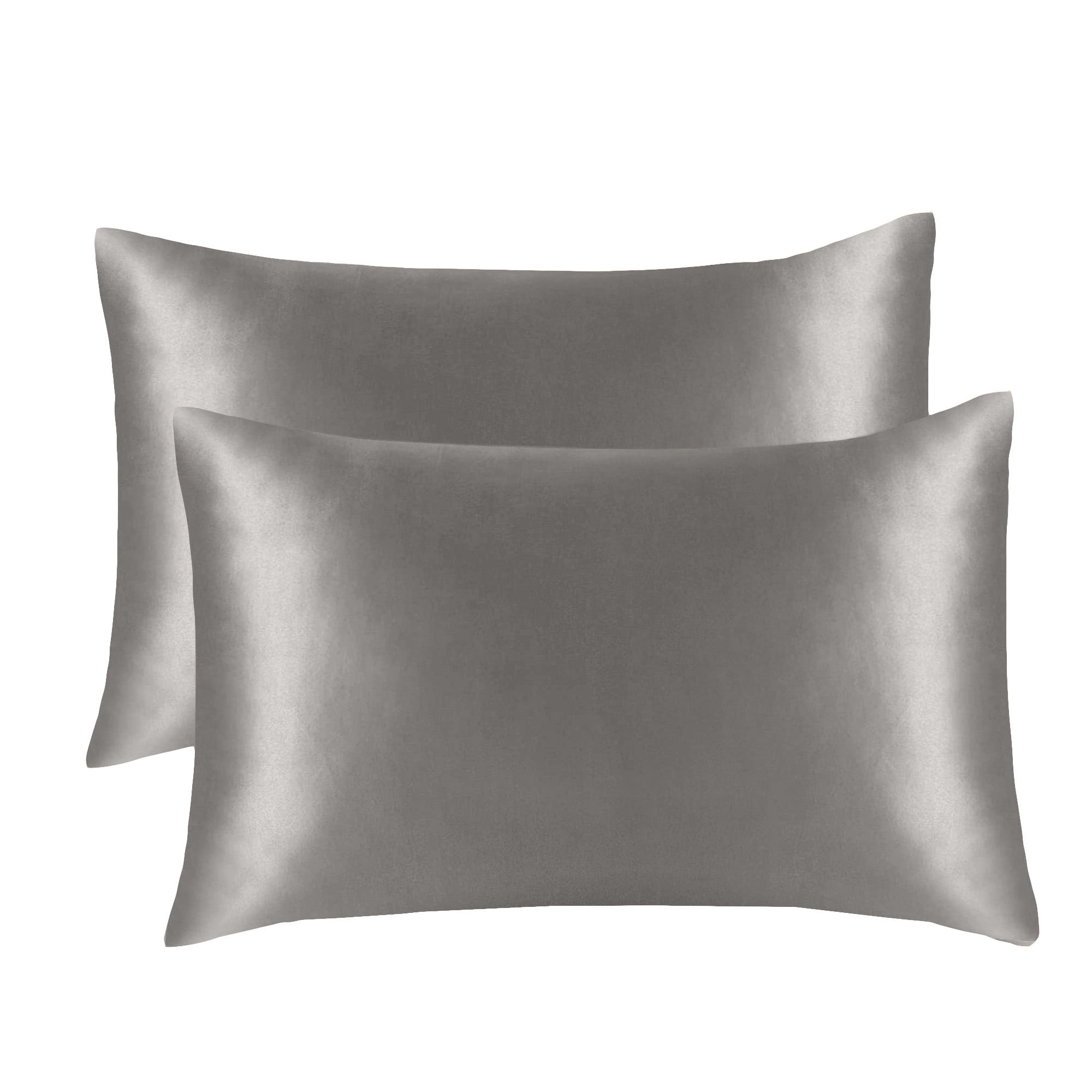 Hannah Linen Grey King Size Pillow Cases Set of 2, Satin Pillowcases