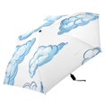 thumbnail image 2 of Blue Clouds All Weather Umbrella Triple Folding Parasol 6 Ribs UV Protection Portable, 2 of 8