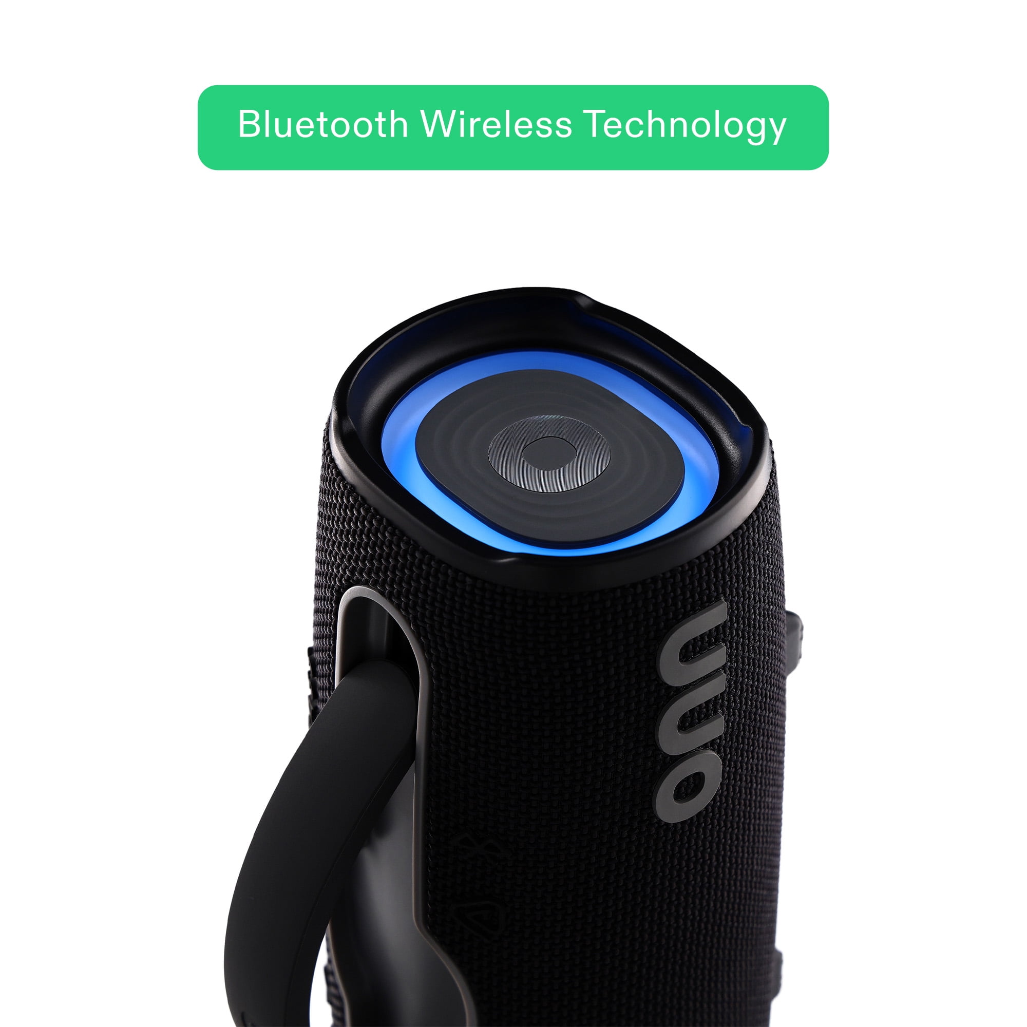 onn Large Rugged Bluetooth Speaker with LED Lighting, Black
