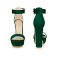 thumbnail image 5 of BLISSFUL STEP Women's Shoes Faux Suede Platform Block Heel Ankle Strap Buckle Open Toe Sandals Dark Green 9.5, 5 of 6