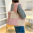 thumbnail image 2 of Fluffy Plaid Tote Bag for Women Large Plush Work Travel Handbag Faux Fur Hobo Shoulder Bag Y2k Furry Purse, 2 of 6