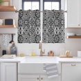 thumbnail image 2 of Black Morocco Kitchen Curtains Window Panels, Traditional Tribal Abstract Geometric Art Insulated Window Treatment Curtain, Grommet Curtains for Bedroom/Living Room/Bathroom, 2 Piece 42"Wx54"L, 2 of 8