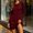 Wine, variant on Women Solid Long Sleeve Casual Dress, Crew Neck Dress with Button Decor, Mini Dress for Daily Wear Navy XL(XL)