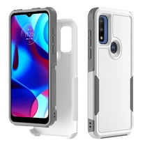 Xhy Moto G Pure Case, Moto G Power 2022 Case Military Grade Full Body Double Layer Protection Shock and Drop Resistant TPU Durable Removable for Moto G Pure Phone, Motorola G Power Case - White Grey