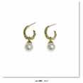 thumbnail image 3 of Pendientes ovalados de oro con perlas para mujer Pendientes geométricos exagerados de alta gama Pendientes de moda, 3 of 5