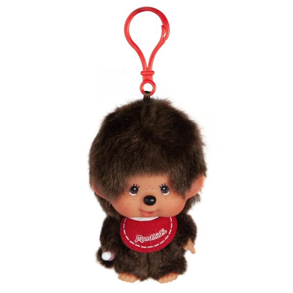 Llavero Monchhichi 13 cm Niño con Babero Rojo de Peluche