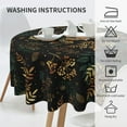 thumbnail image 4 of Green Gold Leaf Christmas Tablecloth Round 60 In Vintage Plant Leaves Botanical Decorative Table Cloth Washable Wrinkle Stain-Resistant Polyester Farmhouse Holiday Black Table Cover For Party Dinner, 4 of 6