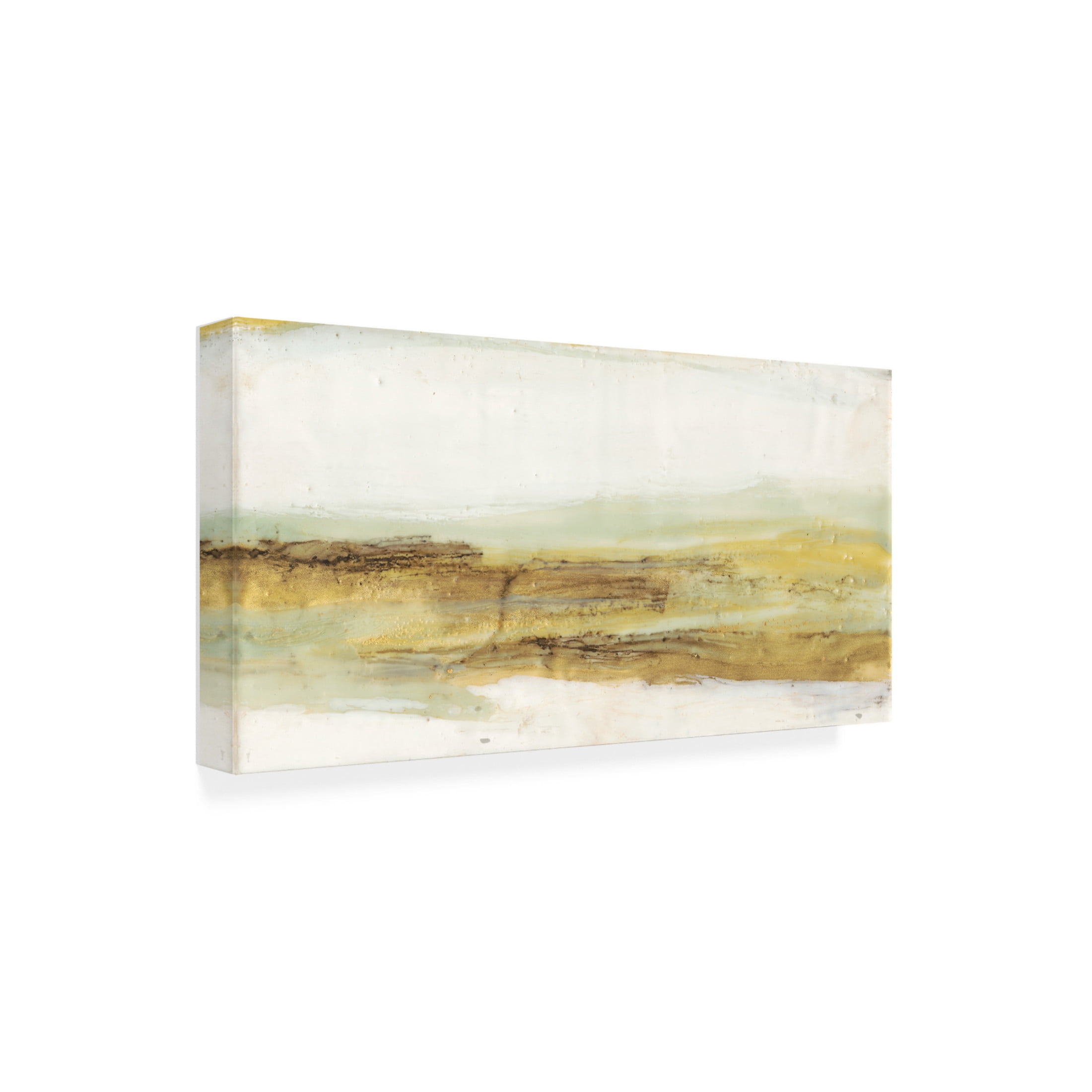Canvas Wall Art - Jennifer Goldberger 'Mint & Ochre Horizon II' Wall Art for Living Room, Bedroom, or Office Décor by Trademark Fine Art - 24 x 12 Inches