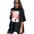 thumbnail image 3 of Plus Size Shirt for Women Black Tops for Women Short Sleeves Shirt for Women Valentine's Day T Shirt Oversized Shirt for Women S, 3 of 5