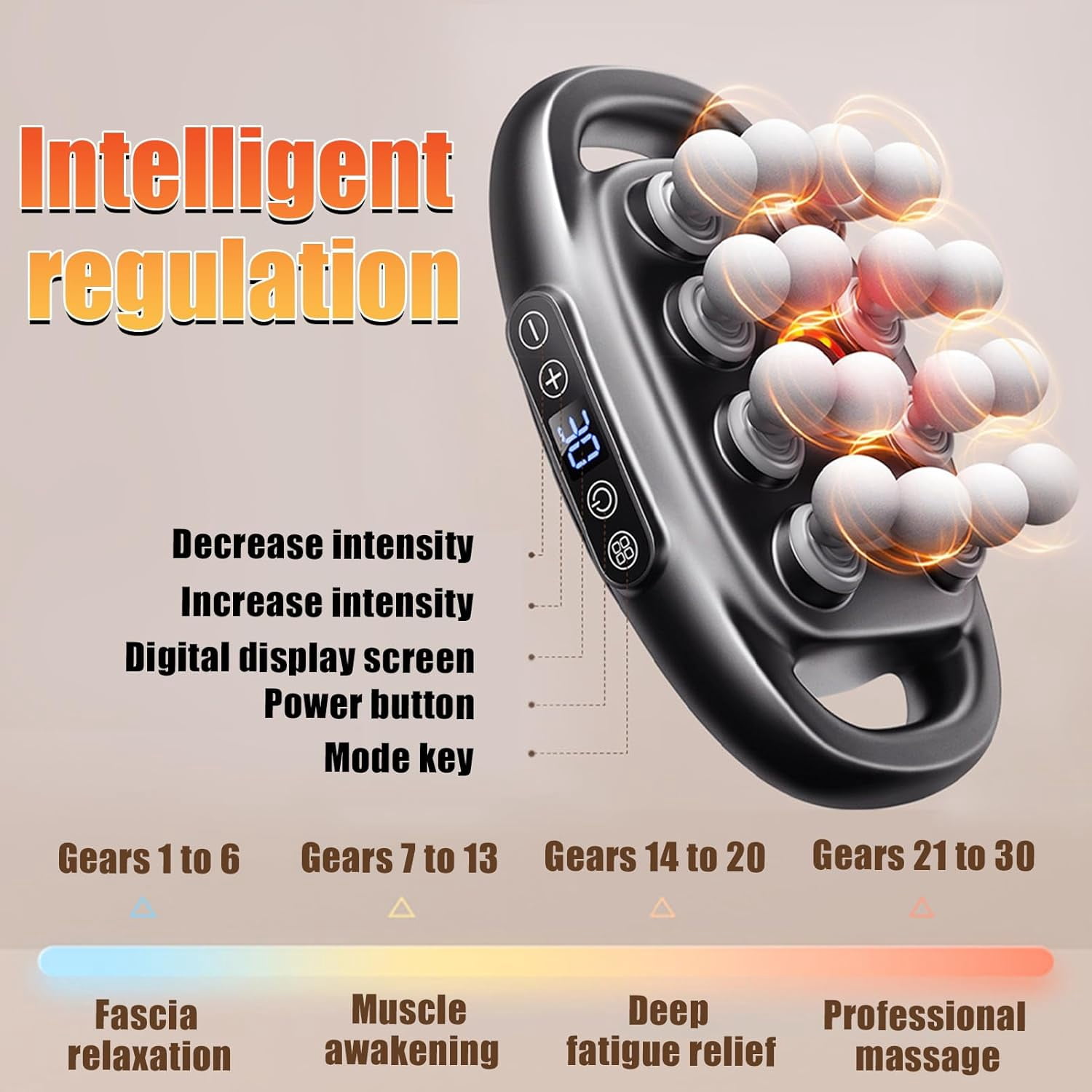 Morgela Deep Tissue Massager – 2026 New 16 Head Massage Gun Deep Tissue, 3 Modes & 30 Intensities, Percussion Muscle Massager for Back, Legs, Shoulders, Foot (Black)