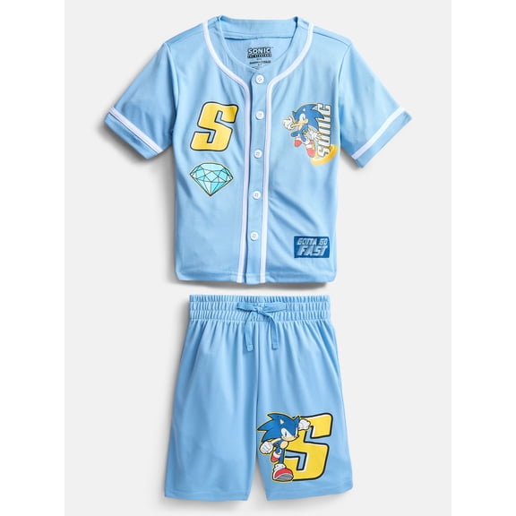Sonic the Hedgehog Boys Baseball Jersey and Matching Shorts Set, 2-Piece, Sizes 4-12