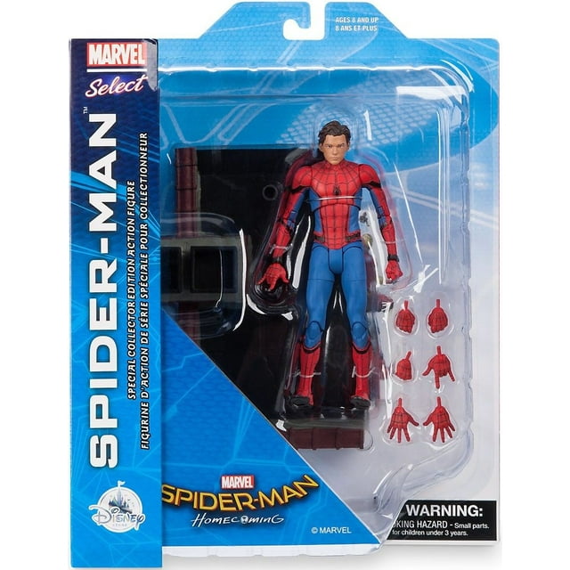 Marvel Select Figurine Articulée de 7 Pouces Spider-Man : Homecoming - Spider-Man Non Masqué Exclusif