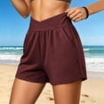 thumbnail image 6 of Mifsaly Womens Athletic Shorts 5 Inch Inseam Crossover V-Waist Workout Shorts with Pockets Soft Stretch Running Gym Exercise Yoga Clothes 2026 Wine,XL, 6 of 7