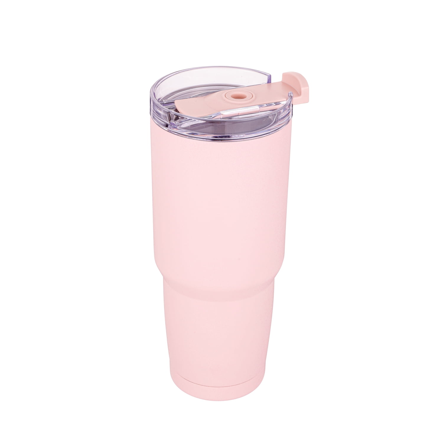 Mainstays  30 fl oz Stainless Steel Tumbler , 2 in 1 Function Lid，Pink Color
