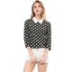 thumbnail image 3 of Allegra K Disfraz de Halloween para mujer Polka Dots Contraste Peter Pan Collar Top 3/4 Mangas Blusa Camisa Negro S, 3 of 6
