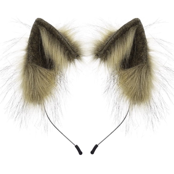 Handmade Animal Cat Ears Headband Furry Wolf Hairhoop Headwear for Outfits and Parties