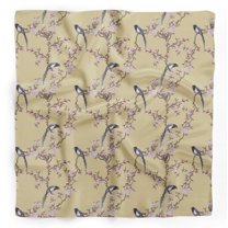 Bimba Beige Floral & Paradise Whydah Bird Pure Silk Printed Head Bandanas Summer Neck Wrap Scarf 40 x 40 Inches
