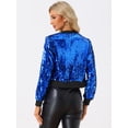 thumbnail image 4 of Disfraz de navidad Top de lentejuelas Allegra K chaqueta de bombardero Azul L, 4 of 6