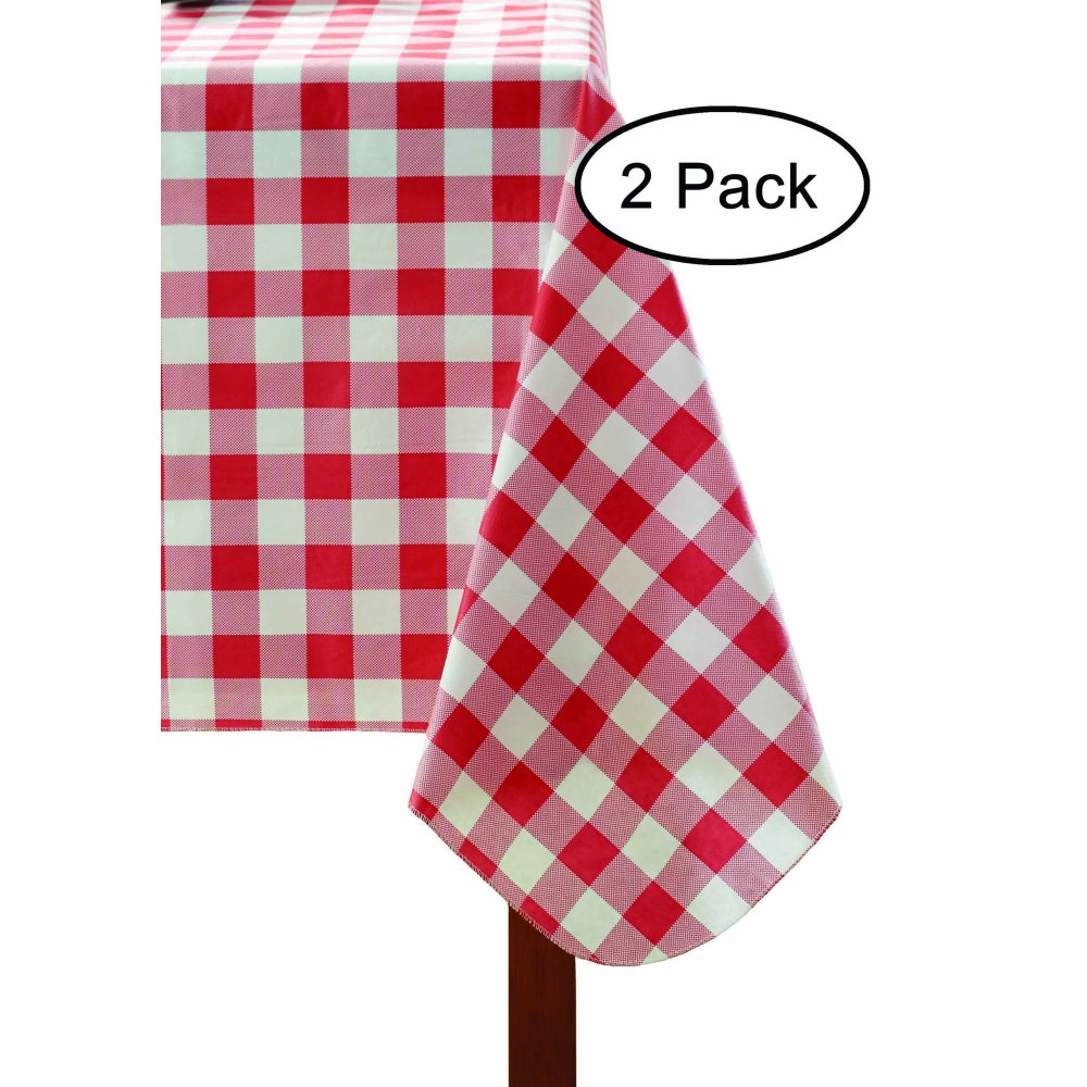 Mainstays Set of 2 Red Check PEVA Tablecloth 60x102