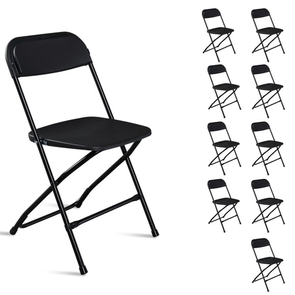YONGKANG 10 Pack Classic Black Folding Chairs Lightweight Portable 350 lbs Capacity for Home Office School Parties Events