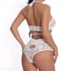 thumbnail image 4 of Conjunto de ropa interior de malla de encaje para mujer, lencería sexy, ropa de dormir, ropa de dormir, blanco, S Inevent XX000073-03, 4 of 7
