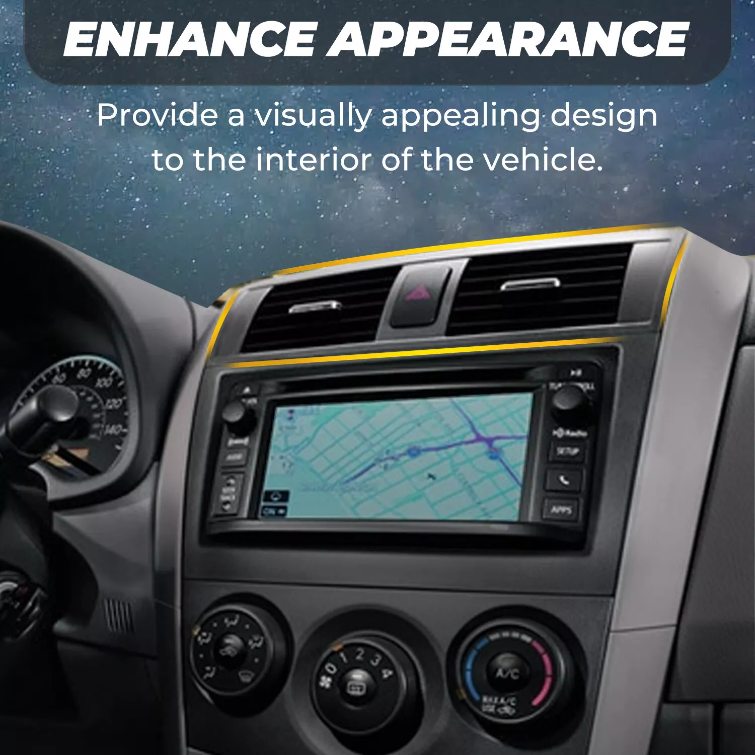 Kojem Dash Center A/C Air Vent Upper Bezel Trim for 2008-2013 Toyota Corolla Replaces 55670-02160 55663-02060