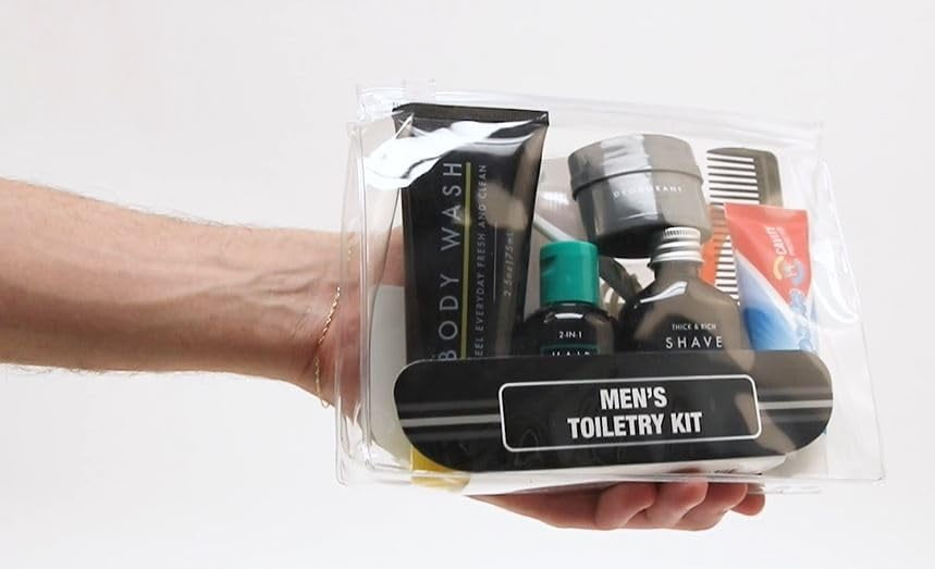 25 Pack of Bulk Wholesale 13 Piece Travel Size Hygiene Toiletry Kits Containing Shampoo, Conditioner, Body Wash, Toothbrush, Toothpaste, Deodorant, Hair Comb & More for Homeless Charity Donation