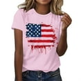 thumbnail image 2 of Sexlip Womens Swimsuit Set Dripping Flag Print Cover Up Design Crew Neck Short Sleeve Loose Silhouette Soft Fabric for Summer Water Activities Pink XXL, 2 of 4