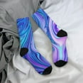thumbnail image 5 of Sigee Swirl Blue And Purple for Contrast Design Soft Moisture-Wicking Socks Crew Casual Athletic Stretchy Loose Middle Tube Socks, 5 of 6