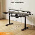 thumbnail image 3 of U Shaped Electric Standing Desk with Keyboard Tray, 55 Inch Height Adjustable Desk with Power Outlets & LED Lights, Sit Stand Table with Monitor Stand for Home, Office, Black, 3 of 7