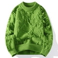thumbnail image 4 of Miluxas Men Knitted Loose Fit Round Neck Sweater Long Sleeve Knit Sweaters Business Casual Knit Pullover Jumpers Green XL(XL), 4 of 8