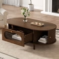thumbnail image 2 of Axiomera 39.3" Walnut Veneer Coffee Table with Drawer & Roller Shutter – Modern Storage Table for Living Room, Scandinavian Style, 2 of 23