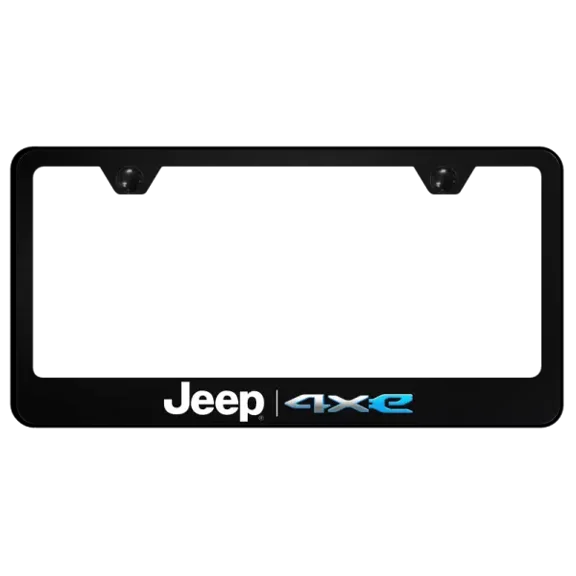 Jeep 4xe Logo Black Polycarbonate License Plate Frame Official Licensed