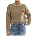 thumbnail image 2 of EchfiProm Sweaters for Women Valentine Lightweight Pullover Yellow Office Crewneck Long Sleeve Ladies Tops Heart Print, 2 of 7