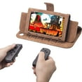 thumbnail image 4 of PU-Leather Protective Case Compatible with Nintendo Switch OLED with Multi-Card Slot & Stand & Wristband Rope-for Switch OLED-Brown, 4 of 6