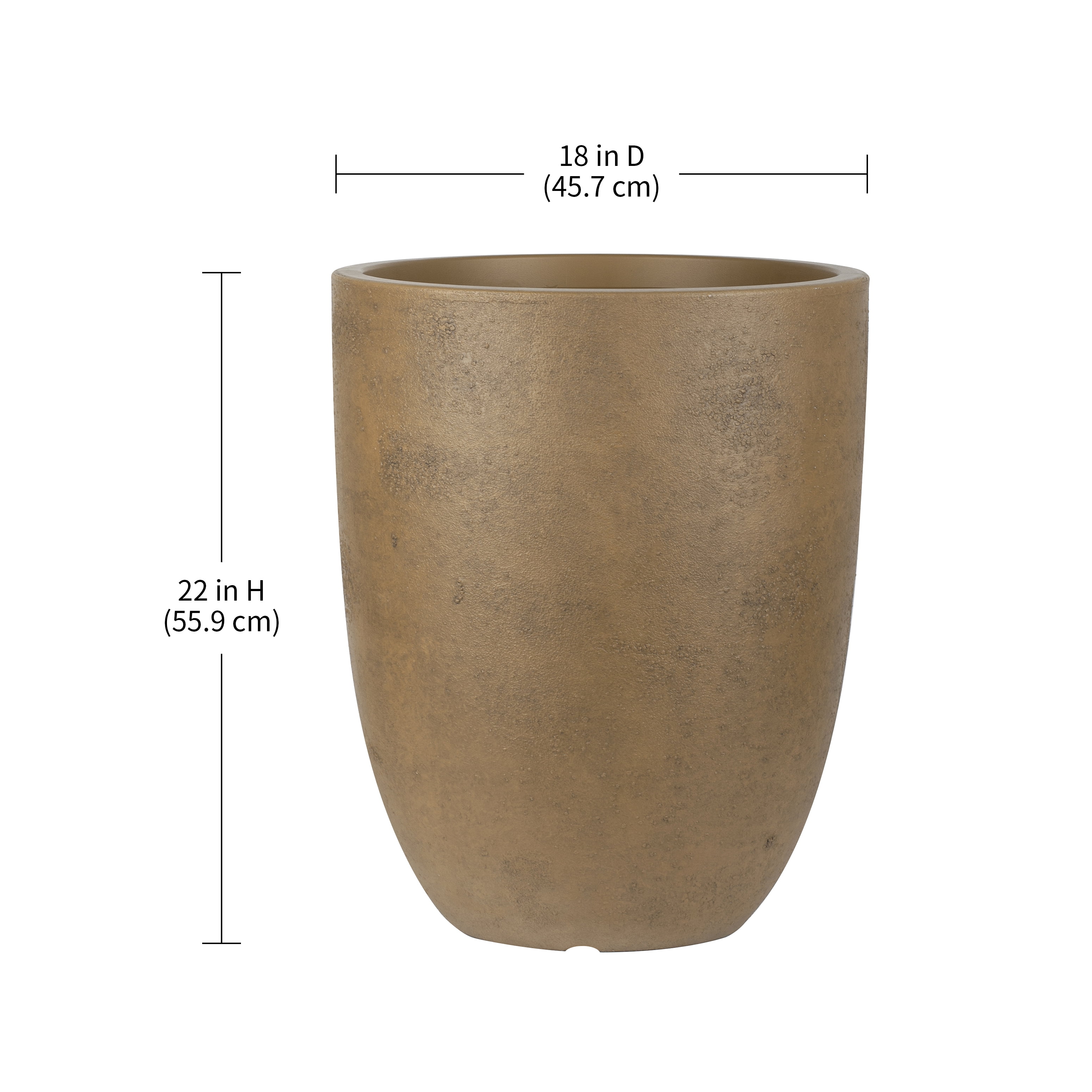 Better Homes & Gardens 18 inch Tall Planter Terra Plant Pot, Volcanic Finish Design with Drainage Hole