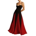 thumbnail image 1 of Vestido de fiesta EEMEII con tirantes finos, retazos, negro y rojo, largo, 1 of 8