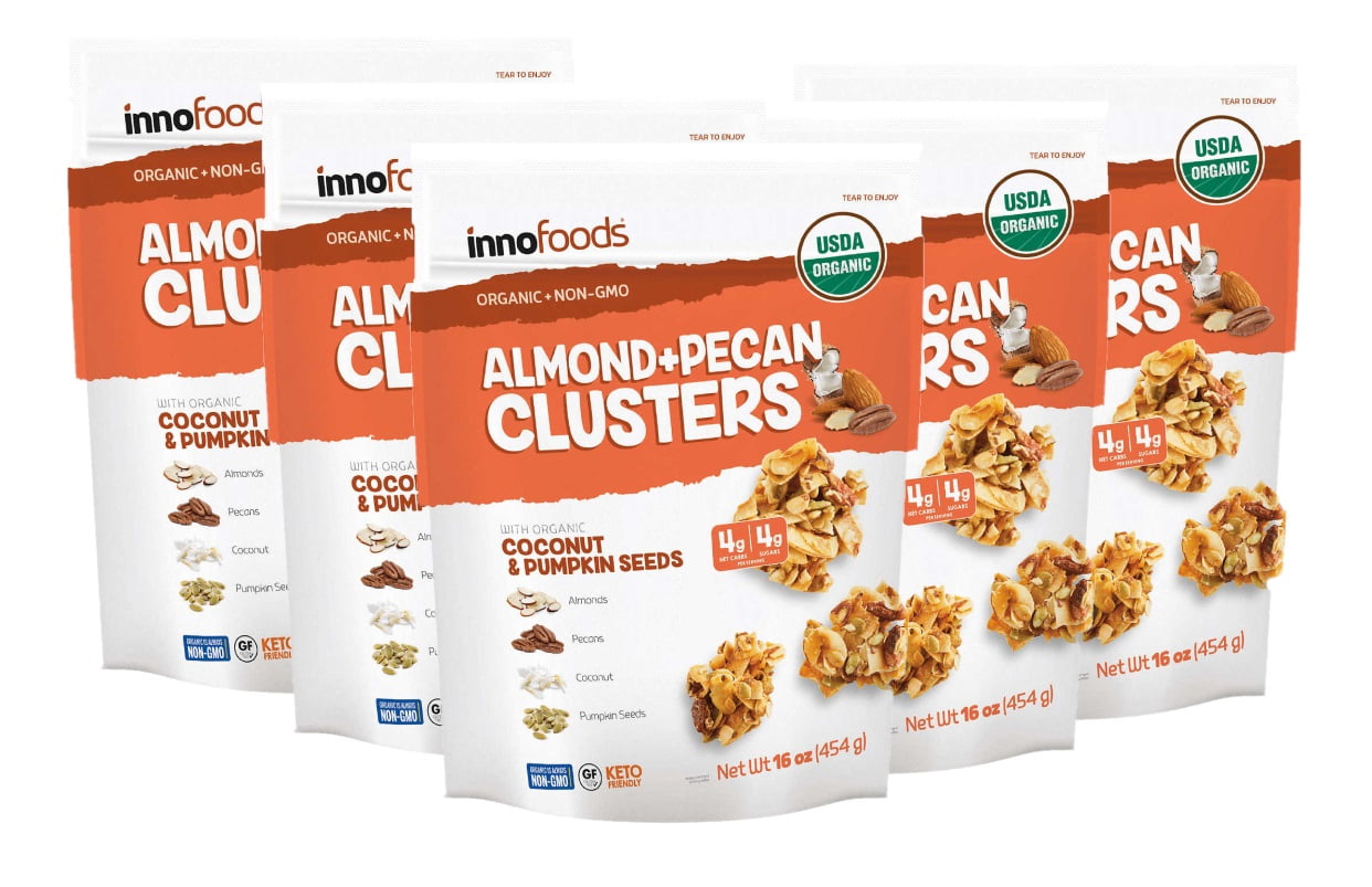 5 Pack Innofoods Organic Coconut Keto Clusters, 16 oz