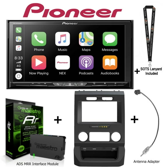 Pioneer AVH-2550NEX DVD Receiver w/ ADS KIT-FTR1 Dash kit for Ford pickups
