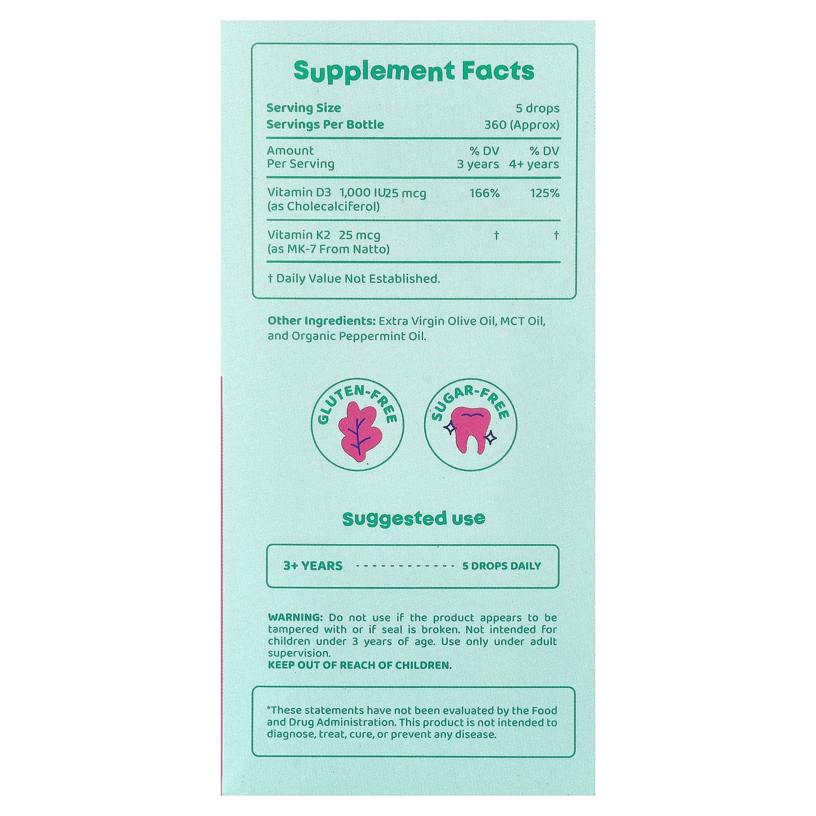 JoySpring Immune-Boosting 1000IU Vitamin D Drops for Infants and Children