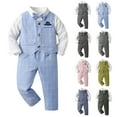 thumbnail image 4 of Ketyyh-chn99 Baby Boy Formal Clothes Outfit Suspender Pants Bowtie Cotton Fabric 4pcs Set Size for 4-5 Years,Blue, 4 of 4